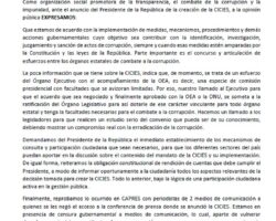 Comunicado de prensa respecto al anuncio del Presidente de la República de la creación de la CICIES